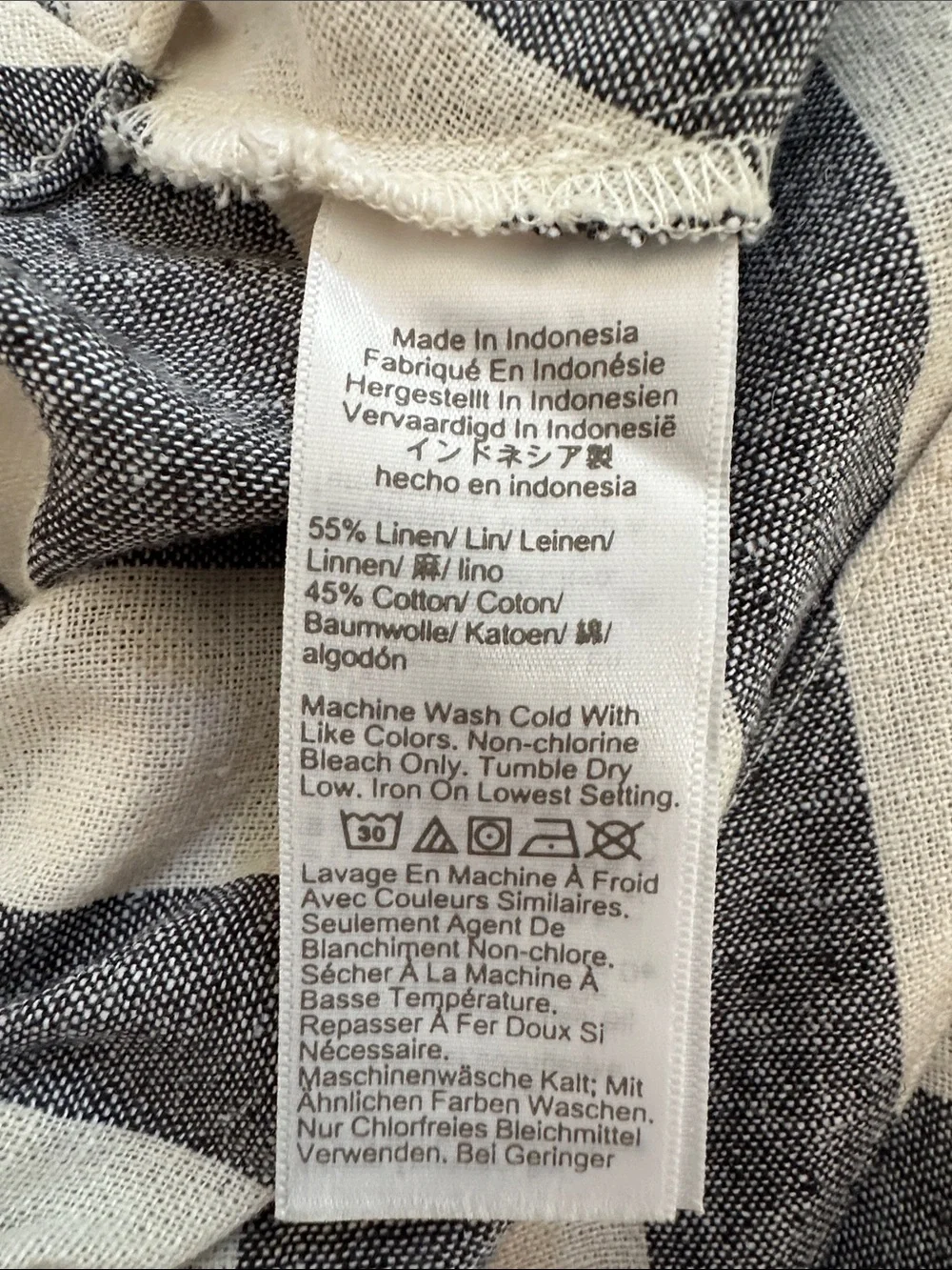 J. Crew Linen Bias Cut A-Line Midi Skirt in Navy and White